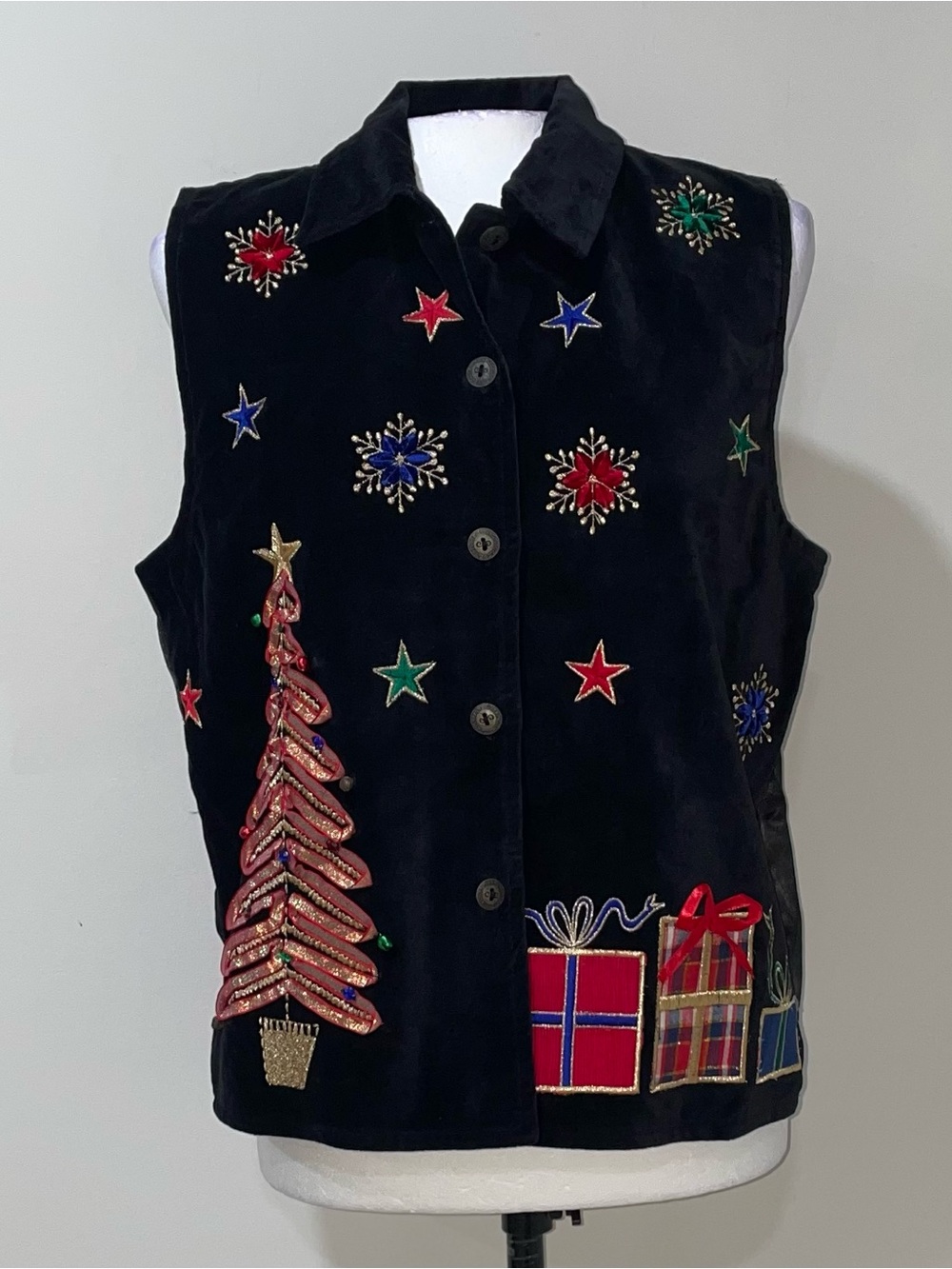 NWT Vintage 1990s Y2K Ugly Christmas  Velvet Vest Holiday Teacher Grandma